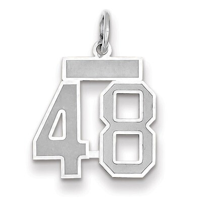 Number 48 Charm Small Satin 14k white Gold WSS48, MPN: WSS48, 883957071879