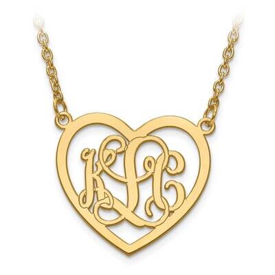 Small Polished Etched Outline Heart Monogram Plate with Chain 14k Gold XNA597Y, MPN: XNA597Y, 88677…