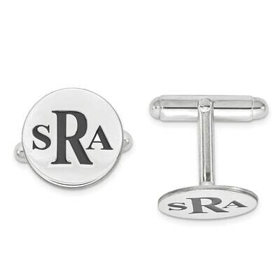 Enameled Letters Circle Monogram Cuff Links Sterling Silver Rhodium-plated XNA619SS, MPN: XNA619SS,…