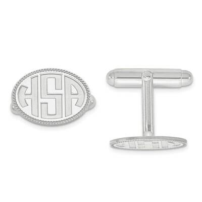 Recessed Letters Oval Border Monogram Cuff Links 14k White Gold XNA624W, MPN: XNA624W, 886774556079