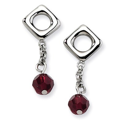 Garnet Swarovski Elements Post Dangle Earrings Stainless Steel SRE227