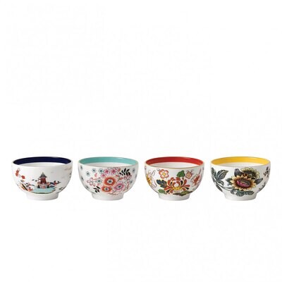 Wedgwood Wonderlust Tea Bowl 3.3 Inch Set of 4 (Blue Pagoda, Camellia, Crimson Jewel &amp; Yellow Tonqu…