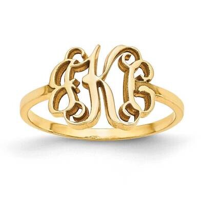 Rose Laser Polished Monogram Ring Gold-plated Silver XNR71RP, MPN: XNR71RP, 196904018798
