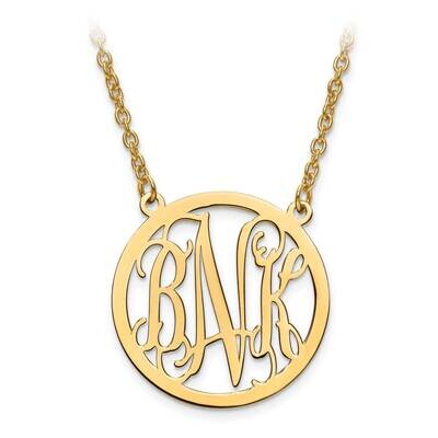 Monogram Circle Pendant with Chain 10k Gold Laser Polished 10XNA564Y, MPN: 10XNA564Y, 886774553849