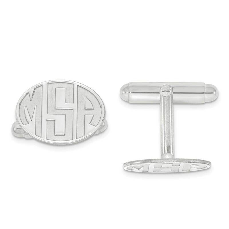 ReceSS Rh-plted Letters Oval Monogram Cuff Links Sterling Silver Rhodium-plated XNA621SS