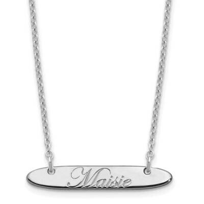 Small Polished Oblong Edwardian Script Bar Necklace Sterling Silver Rhodium-plated XNA1216SS, MPN: …