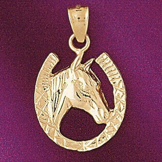 Dazzlers Jewelry Lucky Horseshoe Pendant Necklace Charm Bracelet in Yellow, White or Rose Gold 5136…