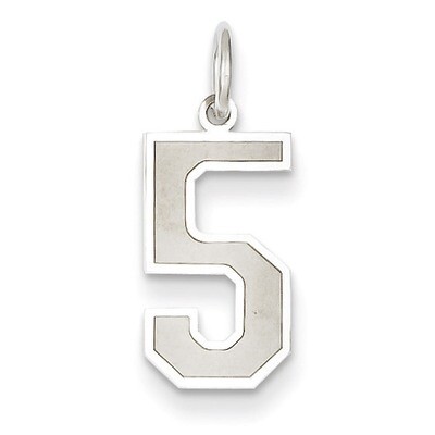 Medium Satin Number 5 Charm 14k White Gold WSM05, MPN: WSM05, 886774121222