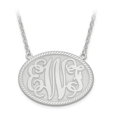 Laser Medium Oval Monogram Plate And Border with Chain 10k White Gold 10XNA576W, MPN: 10XNA576W, 88…