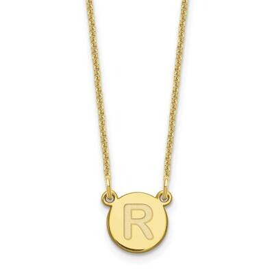 Tiny Circle Block Initial Letter R Necklace 10k Gold 10XNA722Y/R, MPN: 10XNA722Y/R,