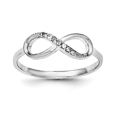 CZ Diamond Infinity Ring Sterling Silver Rhodium-plated Polished QR6206, MPN: QR6206, 886774258171