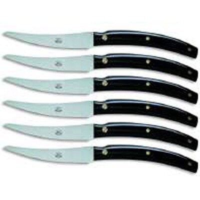 Berti Convivio Steak Knives Set Of Six Black Lucite Handle 9626
