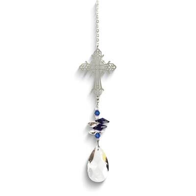 Crystal Cross with Blue Beads Suncatcher GM24539, MPN: GM24539, 603799834568