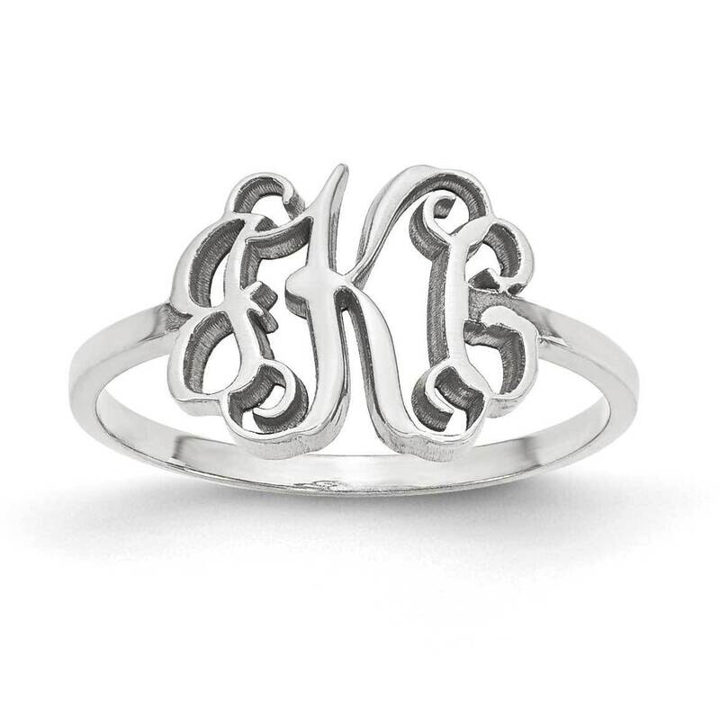 Laser Polished Monogram Ring Sterling Silver Rhodium-plated XNR71SS