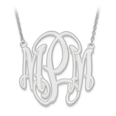Circular Etched Outline Monogram Plate with Chain Sterling Silver Rhodium-plated XNA554SS, MPN: XNA…