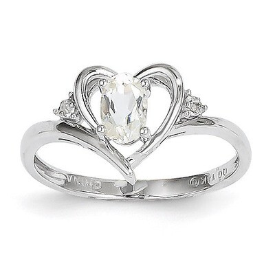 White Topaz Diamond Ring 14k White Gold Genuine XBS447, MPN: XBS447, 883957374628