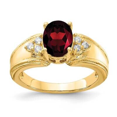 8x6mm Oval Garnet Diamond Ring 14k Gold Y4452GA_AA, MPN: Y4452GA_AA, 883957388243