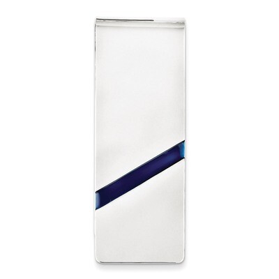 Blue Enameled Money Clip Sterling Silver QQ404, MPN: QQ404, 883957982946
