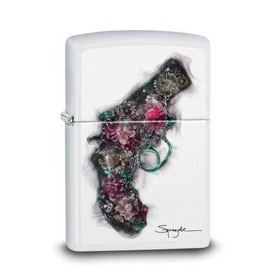 Zippo Spazuk White Matte Floral Pistol Lighter GM22120, MPN: GM22120, 191693092110