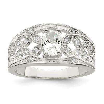 Flower Ring Sterling Silver Cz Diamond QR7249, MPN: QR7249,