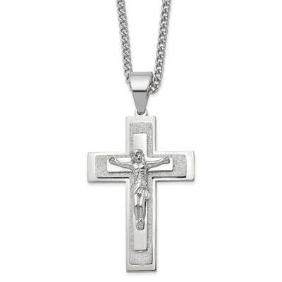 Laser-Cut Crucifix 24 Inch Necklace Stainless Steel Polished SRN2797-24 by Chisel, MPN: SRN2797-24,…