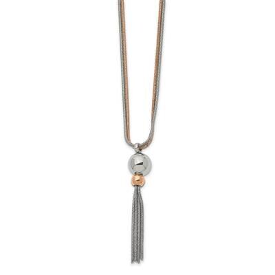 Rose Ip-Plated 2-Strand 18.5 Inch Tassel Necklace Stainless Steel Polished SRN2734-18.5 by Chisel, …