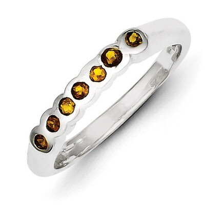 Sterling Silver Citrine Color Diamond Ring QR1510-8