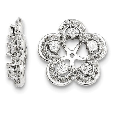 Diamond Earring Jacket Sterling Silver Rhodium QJ142, MPN: QJ142, 191101386916