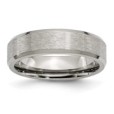 Beveled Edge 6mm Stone and Brushed Band Titanium TB29_CH Engravable, MPN: TB29_CH, 883957738802