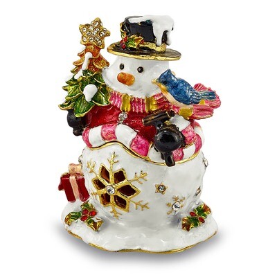 Jolly Snowman Trinket Box Enamel on Pewter by Jere, MPN: BJ2138, 191101595417
