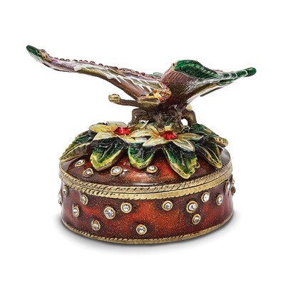 Butterfly Flowers Trinket Box Enamel on Pewter by Jere, MPN: BJ2080, 191101595165