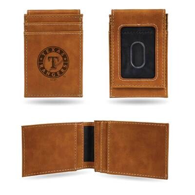 MLB Texas Rangers Brown Faux Leather Front Pocket Wallet GC7433, MPN: GC7433, 767345894397