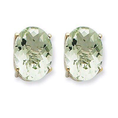 Oval 4-Prong 14 x 10mm Green Quartz Earrings 14k White Gold XE92WAG, MPN: XE92WAG, 883957224855