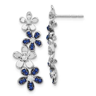 Sapphire Earrings 14k White Gold Diamond EM4045-SA-016-WA, MPN: EM4045-SA-016-WA, 191101837777