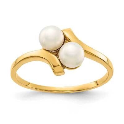 4-5mm White Button Freshwater Cultured 2 Pearl Ring 14k Gold Y13940PL, MPN: Y13940PL, 883957638584