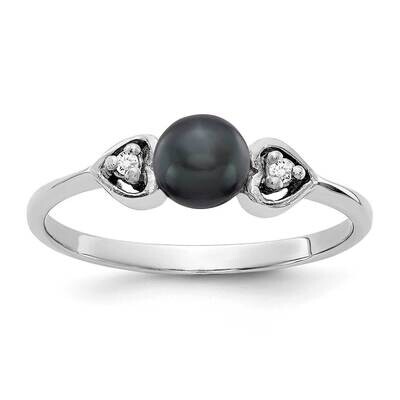 4.5mm Black Freshwater Cultured Pearl Diamond Ring 14k White Gold Y1937BP_AA, MPN: Y1937BP_AA, 8839…