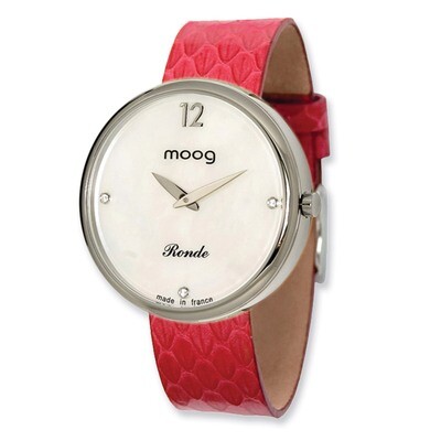 Moog Stainless Steel Round White Dial Watch with (SN-02) Red Band, MPN: XWA3659,