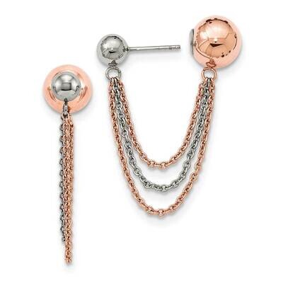 Pink Ip-Plated Ball Reversible Post Dangles Stainless Steel Polished SRE1063, MPN: SRE1063, 8867746…