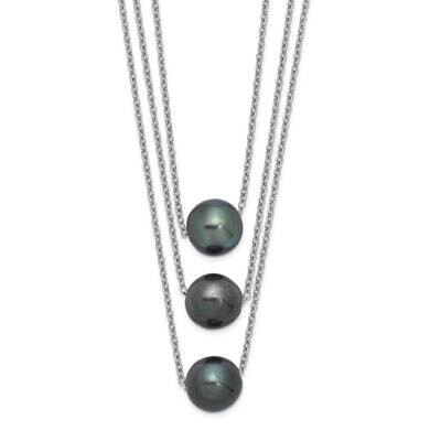 8-9mm Semi-Rd Tahit Saltwater Pearl Multi-Strand Ne Sterling Silver Rhodium-plated QH5617-17, MPN: …
