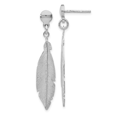 Leslie&#39;s Leaf Post Dangle Earrings Sterling Silver Rhodium-plated HB-QLE1102, MPN: QLE1102, 1911017…