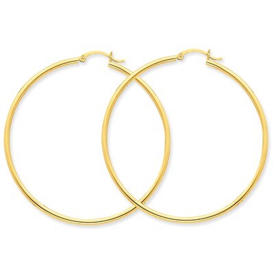 2mm Round Hoop Earrings 14k Gold Polished T922, MPN: T922, 883957287553
