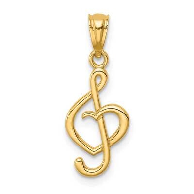 Music Note with Heart Pendant 14k Gold C4685, MPN: C4685, 883957924977