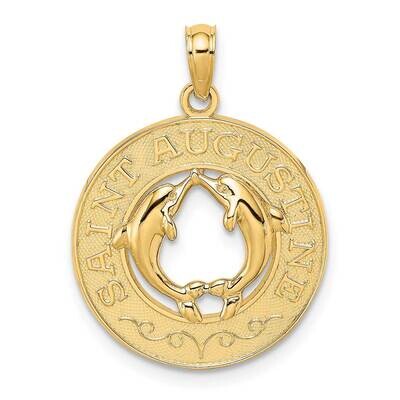 Saint Augustine On Round with Dolphins Charm 14k Gold K7506, MPN: K7506, 637218112654