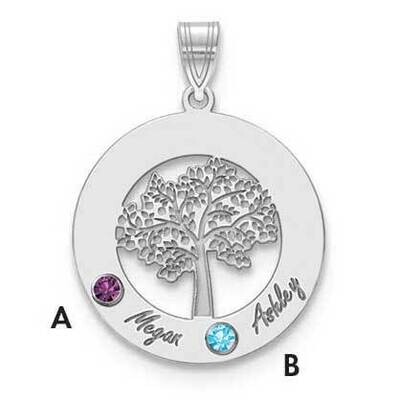 14KY Bezels &amp; 2 Birthstones &amp; Name Cutout Circle Charm 14k White Gold XNA882/2W, MPN: XNA882/2W,