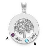 14KY Bezels &amp; 2 Birthstones &amp; Name Cutout Circle Charm 14k White Gold XNA882/2W, MPN: XNA882/2W,