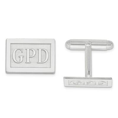 Raised Letters Rectangle Monogram Cuff Links Sterling Silver Rhodium-plated XNA614SS, MPN: XNA614SS…