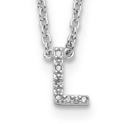 Sterling Silver Polished Diamond Initial L with 2 in ext Necklace PXD2711/L-SSS45