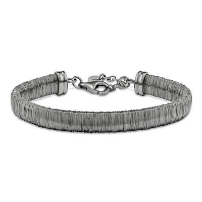 Sterling Silver wrapped wire bracelet 7.5 + 1 Extender- BLACK BR/023-BLACK