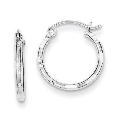 Hoop Earrings Sterling Silver Rhodium-plated Diamond-Cut QE8381, MPN: QE8381, 883957582375