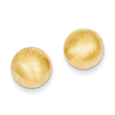 Hollow Satin 10.50mm Half Ball Post Earrings 14k Gold Z1204, MPN: Z1204, 658226125085